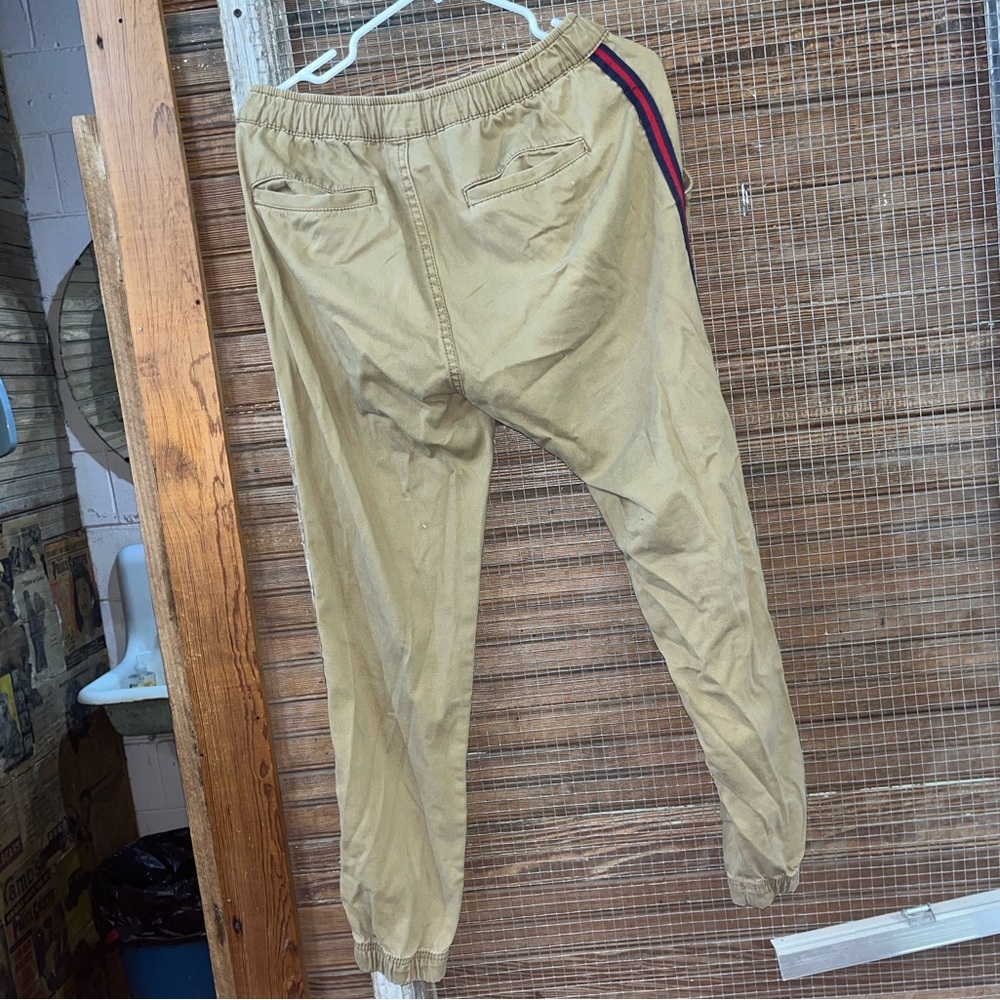 Men's Tan Pants with Side Stripe - Picture 3 of 3